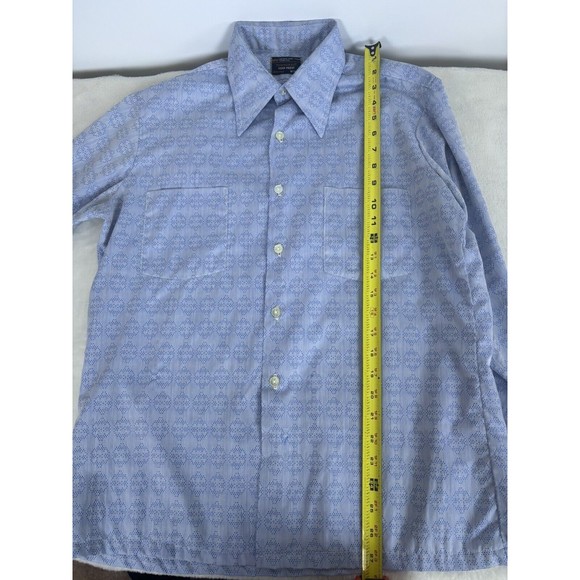 Vintage 60s 70s TOWNCRAFT BUTTON UP SHIRT Penn Prest Penneys Men’s M Big Collar - Picture 5 of 7
